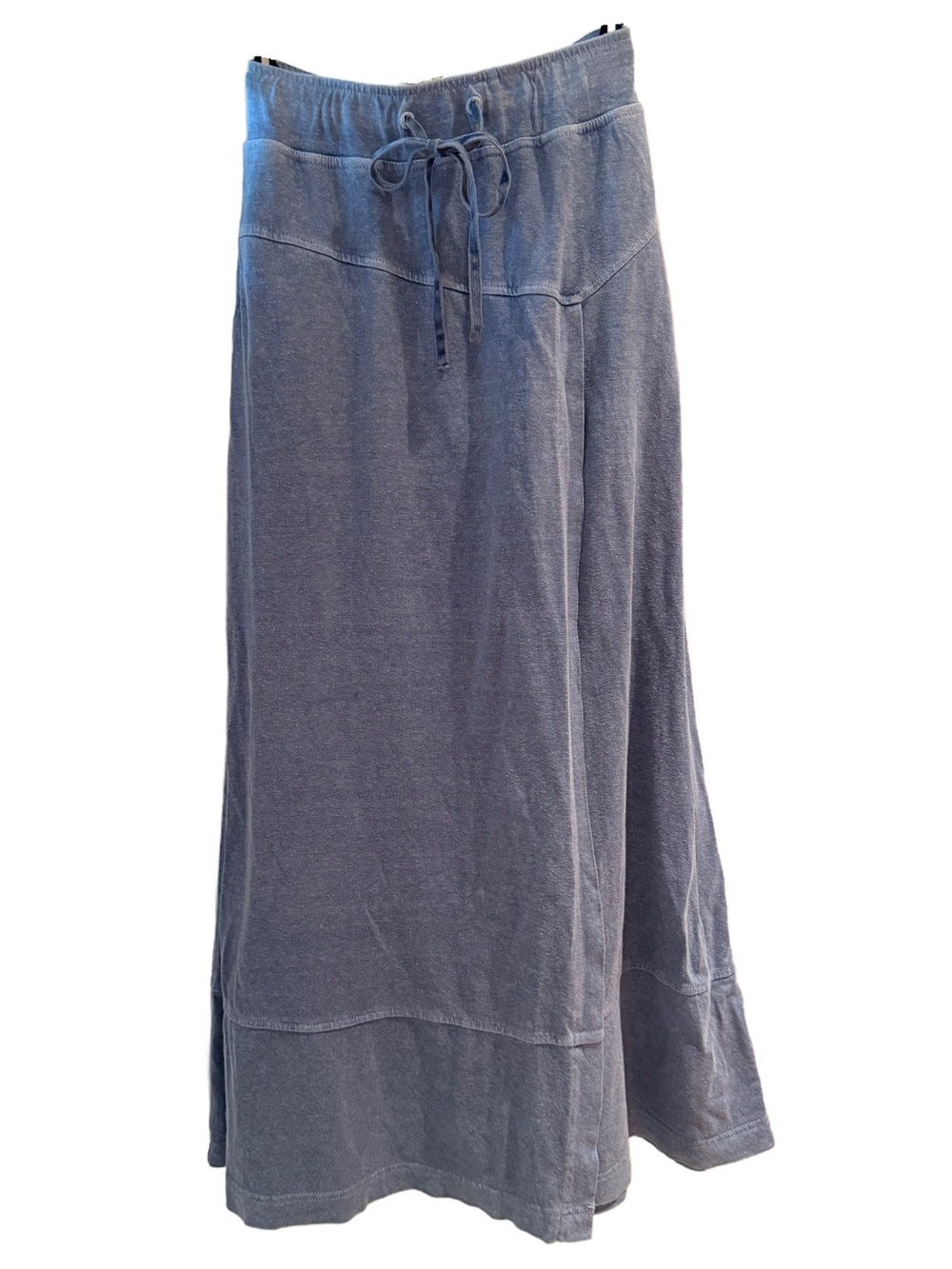 Poetry Hemp Organic Cotton Wrap Maxi Skirt Blue Size 2 with pockets Lagenlook